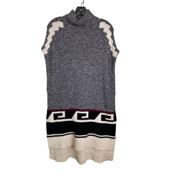 Ann Taylor LOFT Womens Aztec Turtleneck Tunic/Poncho Sleeveless Sweater Size XS/ - Picture 2 of 8